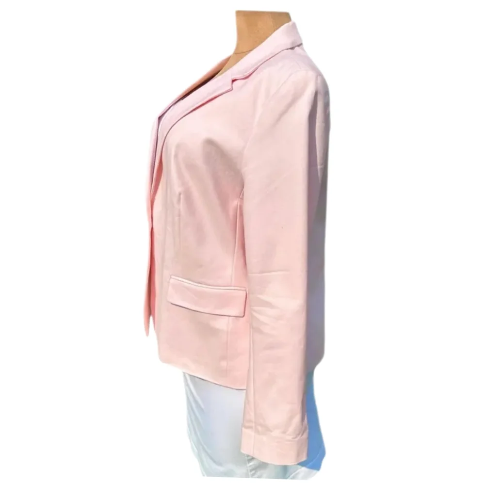 VTG Liz Claiborne Career Blazer Sz L Soft Pink Pastel Cotton 1-Button Lined EUC - Picture 3 of 10